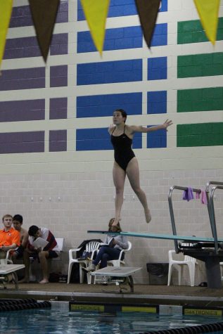 Preparing for another quality dive. Sophomore Alisa Yarling qualified for Tuesday’s
IHSAA Diving Regional by virtue of her fourth place finish at the Ben Davis Sectional.
