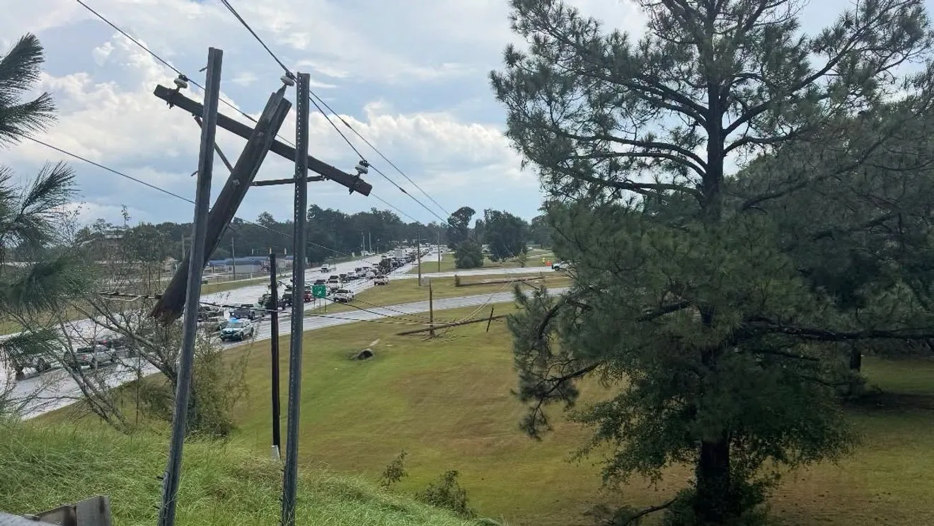 Downed Power Lines Shut Portions of Russell Parkway and Highway 247 in Warner Robins After Storms Knock Poles Down and Leave Five Meters Without Power