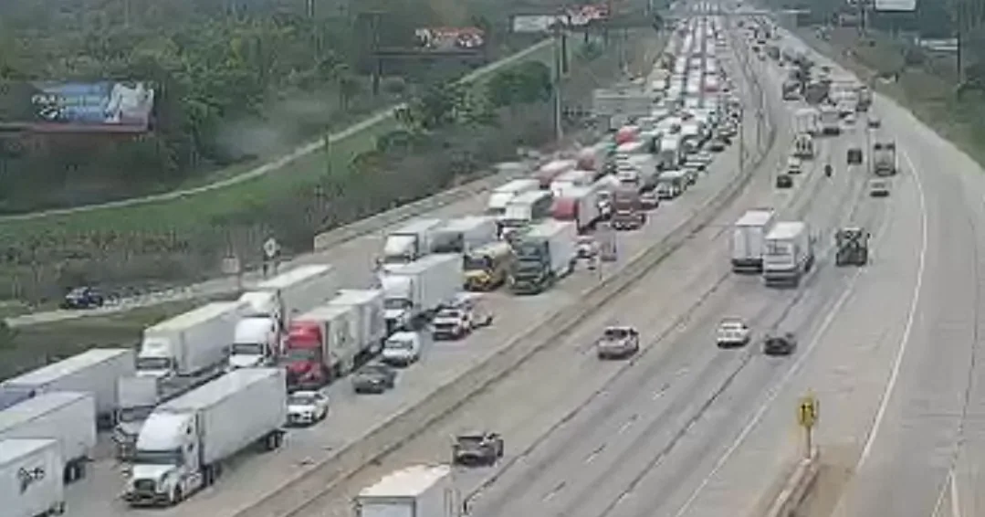 Traffic backed up on Interstate 80/94 after two eastbound lanes were closed near Gary