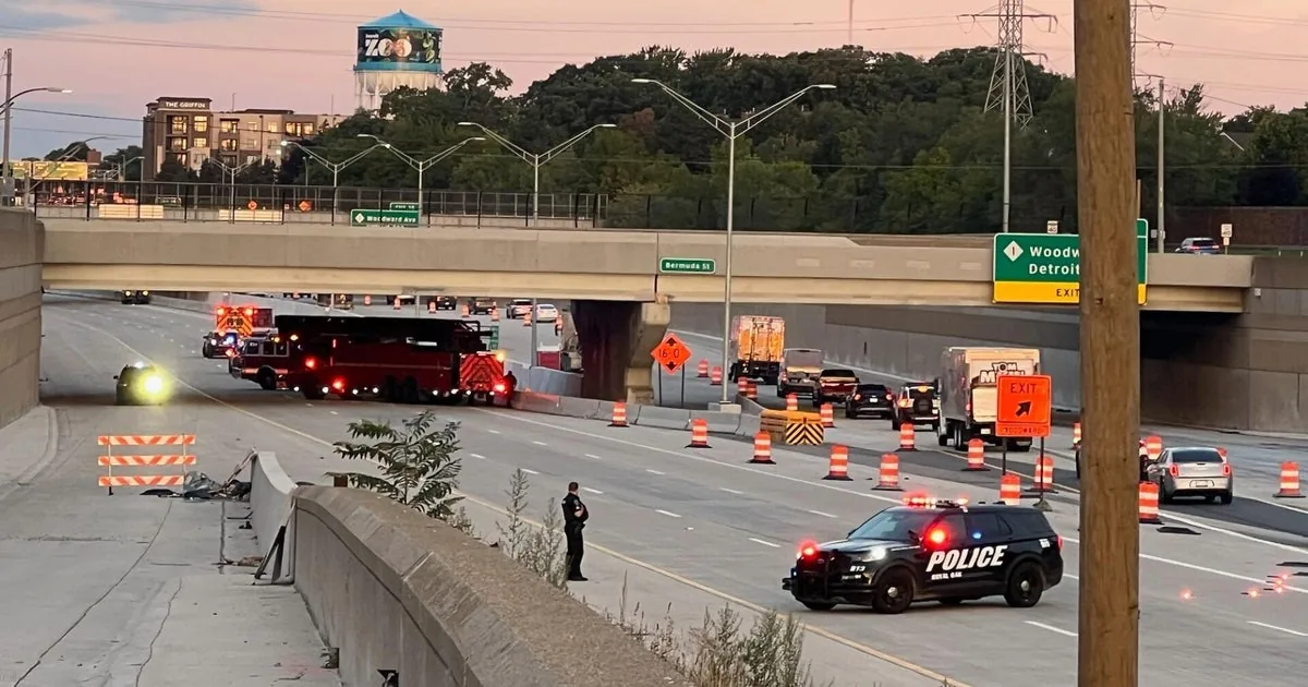 Motorcycle Crash on I-696 Near Woodward in Royal Oak Leaves at Least One Person Seriously Injured and Shuts Down Westbound Lanes During the Morning Commute