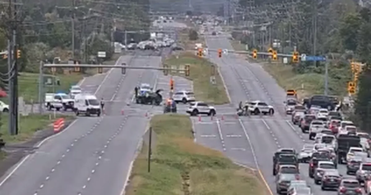 Police and emergency response at a Route 50 crash scene in Loudoun County, Virginia